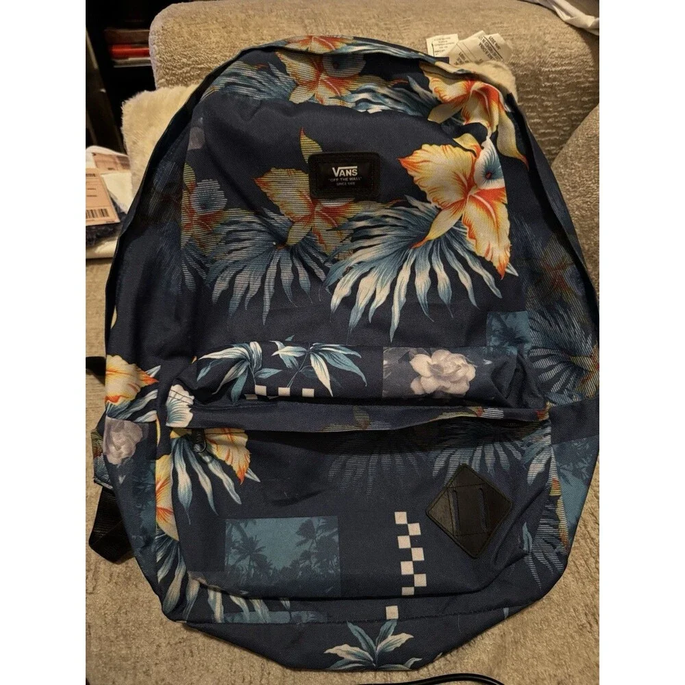 EUC Vans Old Skool III Backpack School Laptop Bag VN0A3I6RYKU Trap Floral Navy